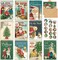 40 Pack Vintage Christmas Cards Santa Christmas Tree Snowman Greeting Cards with Stickers Envelopes Retro Xmas Blank Note Cards for Christmas Winter Holiday Party Supplies, 4 x 6 Inch